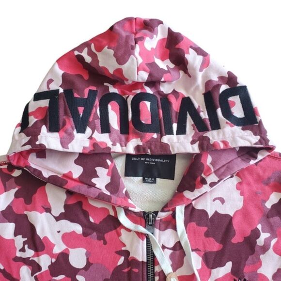 Cult of Individuality Pink Camo Zip-Up Hooded Sweater Size M - Picture 4 of 11